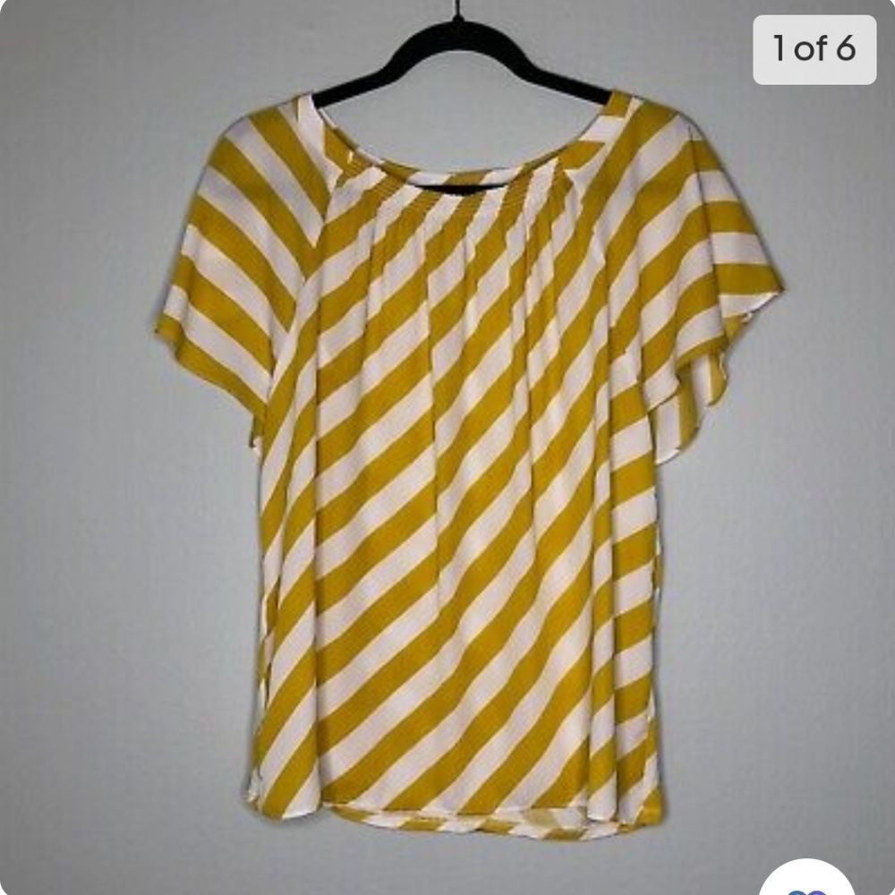 🌟 Bundle 3 for $15🌟 LOFT yellow white striped blouse Sz S